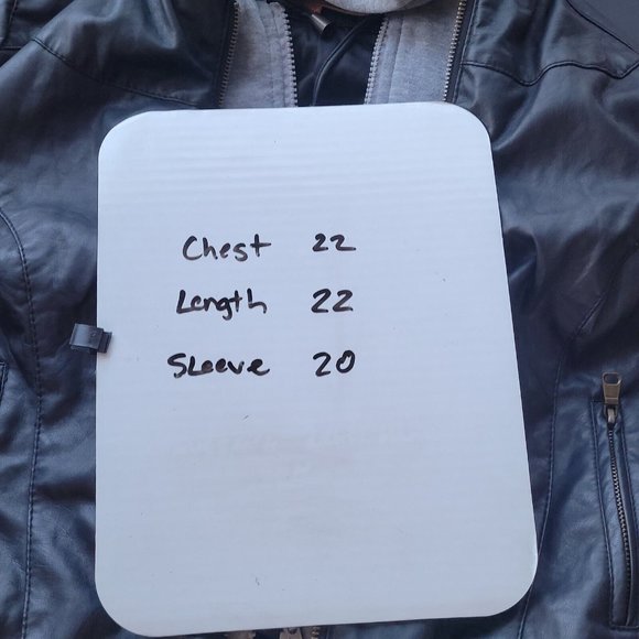 Miss Posh Faux Leather & Terry Black Gray Full Zip Hooded Jacket Size Medium - Picture 8 of 10